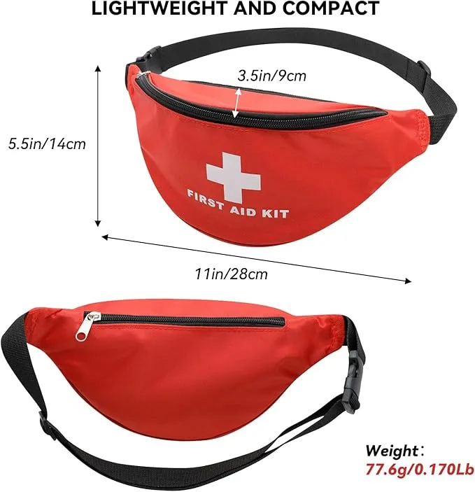 Faylapa Empty First Aid Bag Fanny Pack, Travel Pouch Bag 11.02x5.51x3.54 inch Waist Bag for Travel, Home, Office, Vehicle, Camping, Outdoor (Bag Only)