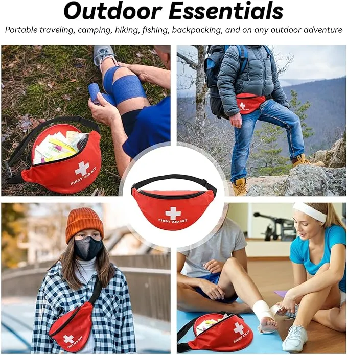 Faylapa Empty First Aid Bag Fanny Pack, Travel Pouch Bag 11.02x5.51x3.54 inch Waist Bag for Travel, Home, Office, Vehicle, Camping, Outdoor (Bag Only)