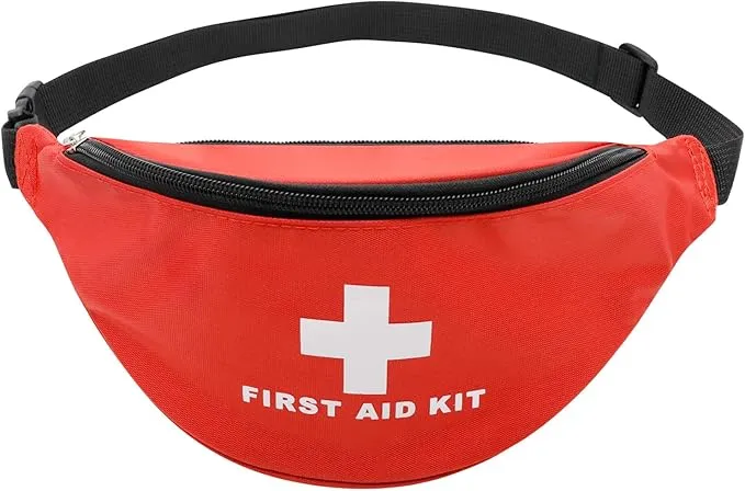 Faylapa Empty First Aid Bag Fanny Pack, Travel Pouch Bag 11.02x5.51x3.54 inch Waist Bag for Travel, Home, Office, Vehicle, Camping, Outdoor (Bag Only)