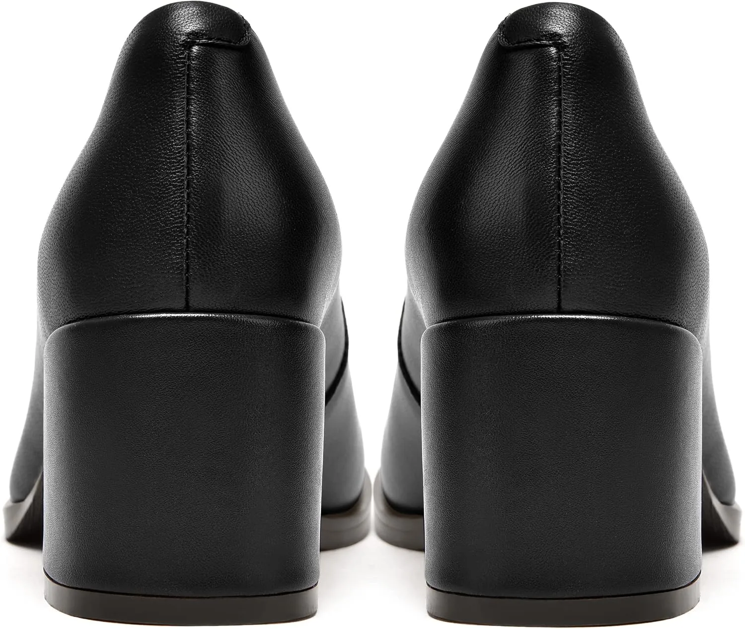 FEMSTEP Womens Casual Slip On Block Matte Leather Square Toe Chunky Low Heel Pumps Shoes 2.5 Inch