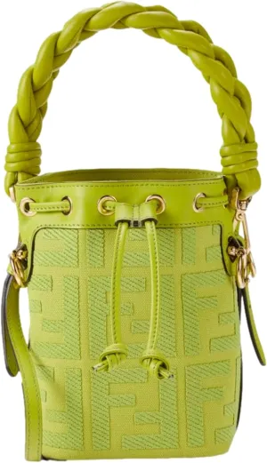 FENDI Mon Tresor FF Wasabi Green Mini Crossbody Bucket Bag 8BS010
