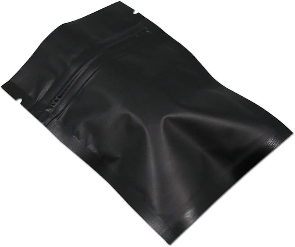 FERENLI 100Pcs Zipper Lock Self Seal Flat Pouch for Zip Aluminum Foil Lock Package Bag Coffee Food Storage Resealable Mylar Bags Heat Sealable Candy Reclosable Bags (12x18cm (4.7x7.1 inch), Black)