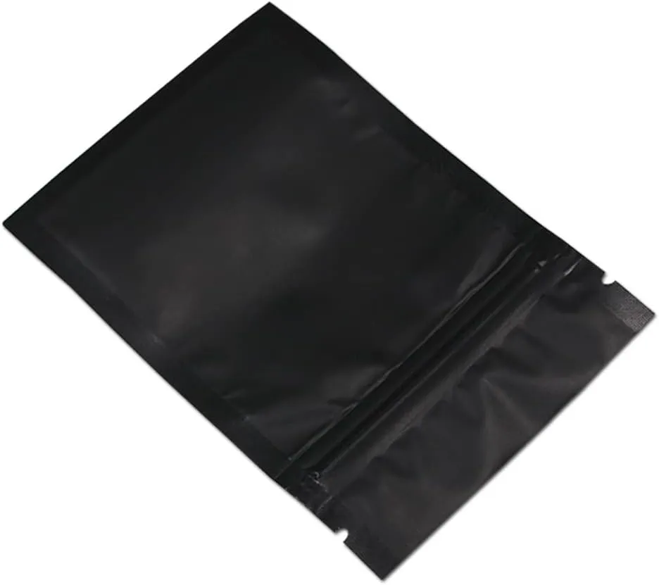 FERENLI 100Pcs Zipper Lock Self Seal Flat Pouch for Zip Aluminum Foil Lock Package Bag Coffee Food Storage Resealable Mylar Bags Heat Sealable Candy Reclosable Bags (12x18cm (4.7x7.1 inch), Black)