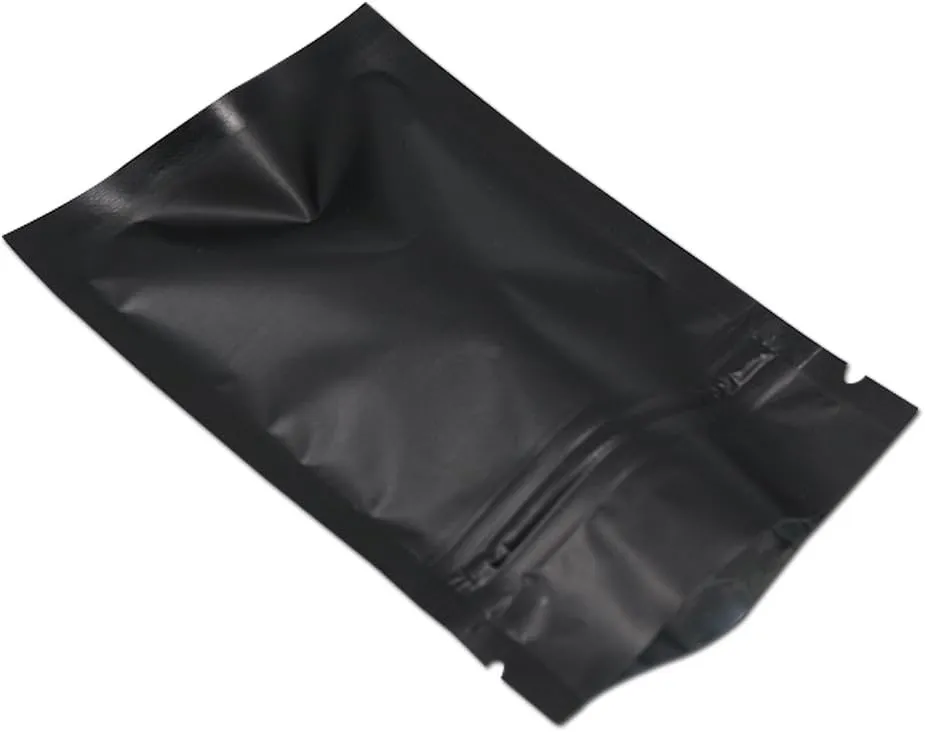 FERENLI 100Pcs Zipper Lock Self Seal Flat Pouch for Zip Aluminum Foil Lock Package Bag Coffee Food Storage Resealable Mylar Bags Heat Sealable Candy Reclosable Bags (12x18cm (4.7x7.1 inch), Black)