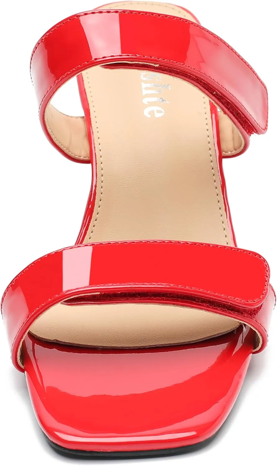fereshte Womens 2 Strap Slip On Heeled Sandals Slip On Sandals Square Toe Kitten Heeled Mules