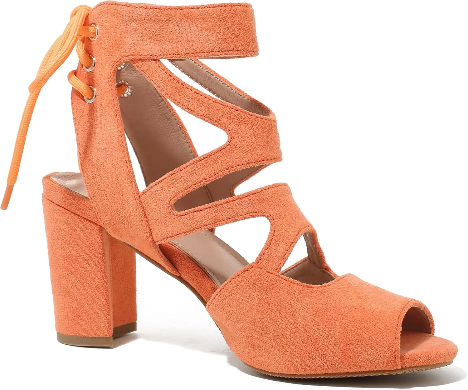 fereshte Womens Gladiator Sandals Strappy Lace Up Hollow Out Chunky High Heels