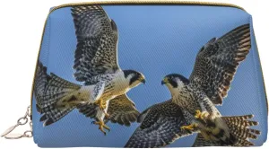 Fierce Falcons Print Cute Small Makeup Bag, Leather Cosmetic Bags for Purse Women Gifts Make Up Organizer Travelling