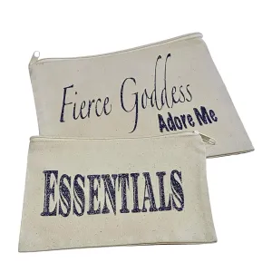 Fierce Goddess Canvas Purse Accessory Pouch Set