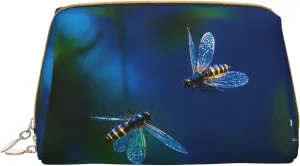 Firefly Flickers Print Cute Small Makeup Bag, Leather Cosmetic Bags for Purse Women Gifts Make Up Organizer Travelling