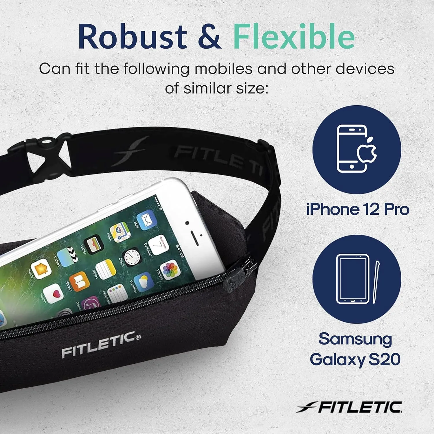 Fitletic Active Lifestyle Fanny Pack & Mini Sports Running Belt For Men & Women – Lightweight, Low Profile & Sleek Design – Ultra-Soft Expandable Lycra Pouch - Fits All Phones – Inner Organizer Pocket