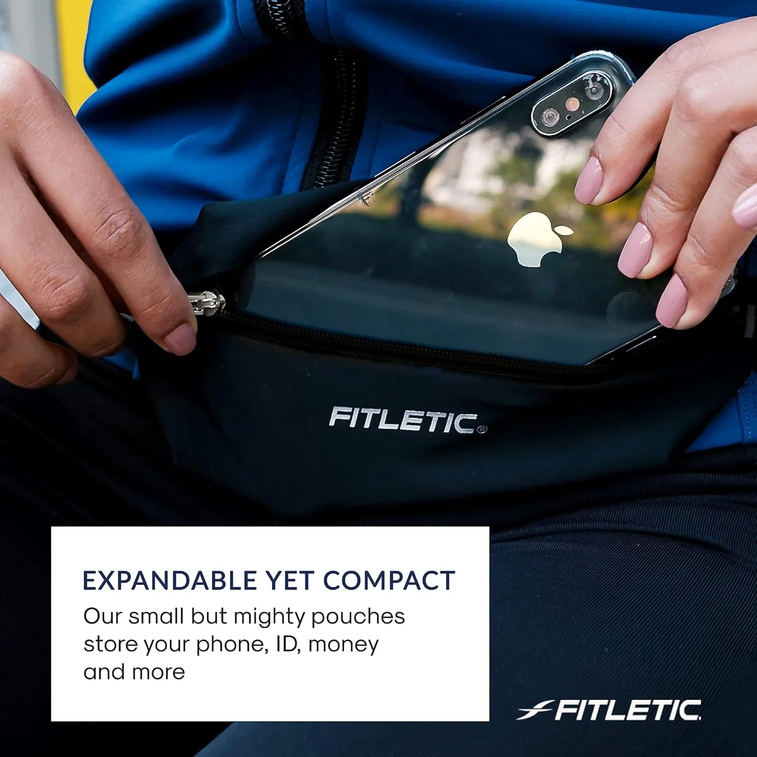 Fitletic Active Lifestyle Fanny Pack & Mini Sports Running Belt For Men & Women – Lightweight, Low Profile & Sleek Design – Ultra-Soft Expandable Lycra Pouch - Fits All Phones – Inner Organizer Pocket