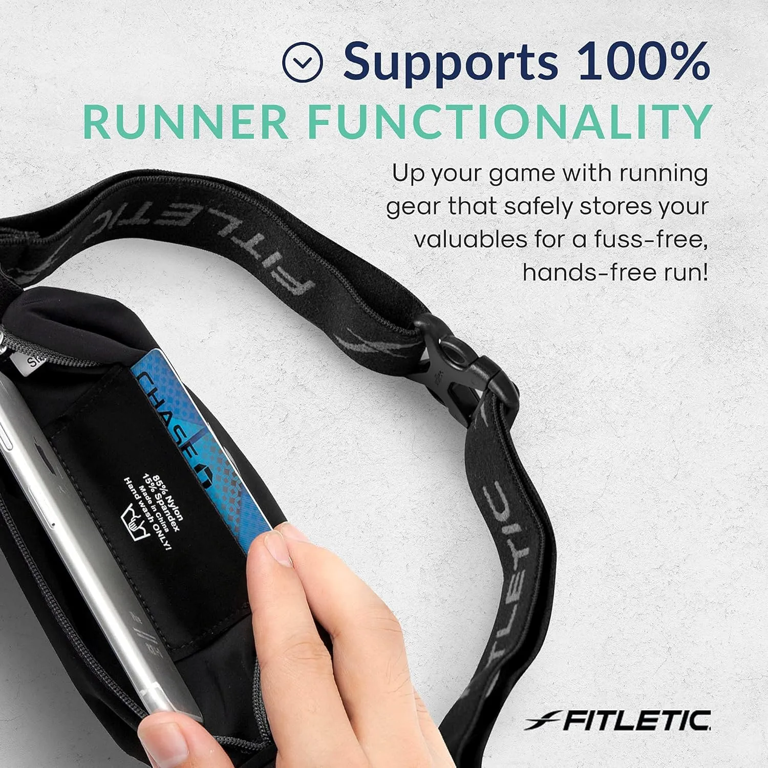 Fitletic Active Lifestyle Fanny Pack & Mini Sports Running Belt For Men & Women – Lightweight, Low Profile & Sleek Design – Ultra-Soft Expandable Lycra Pouch - Fits All Phones – Inner Organizer Pocket