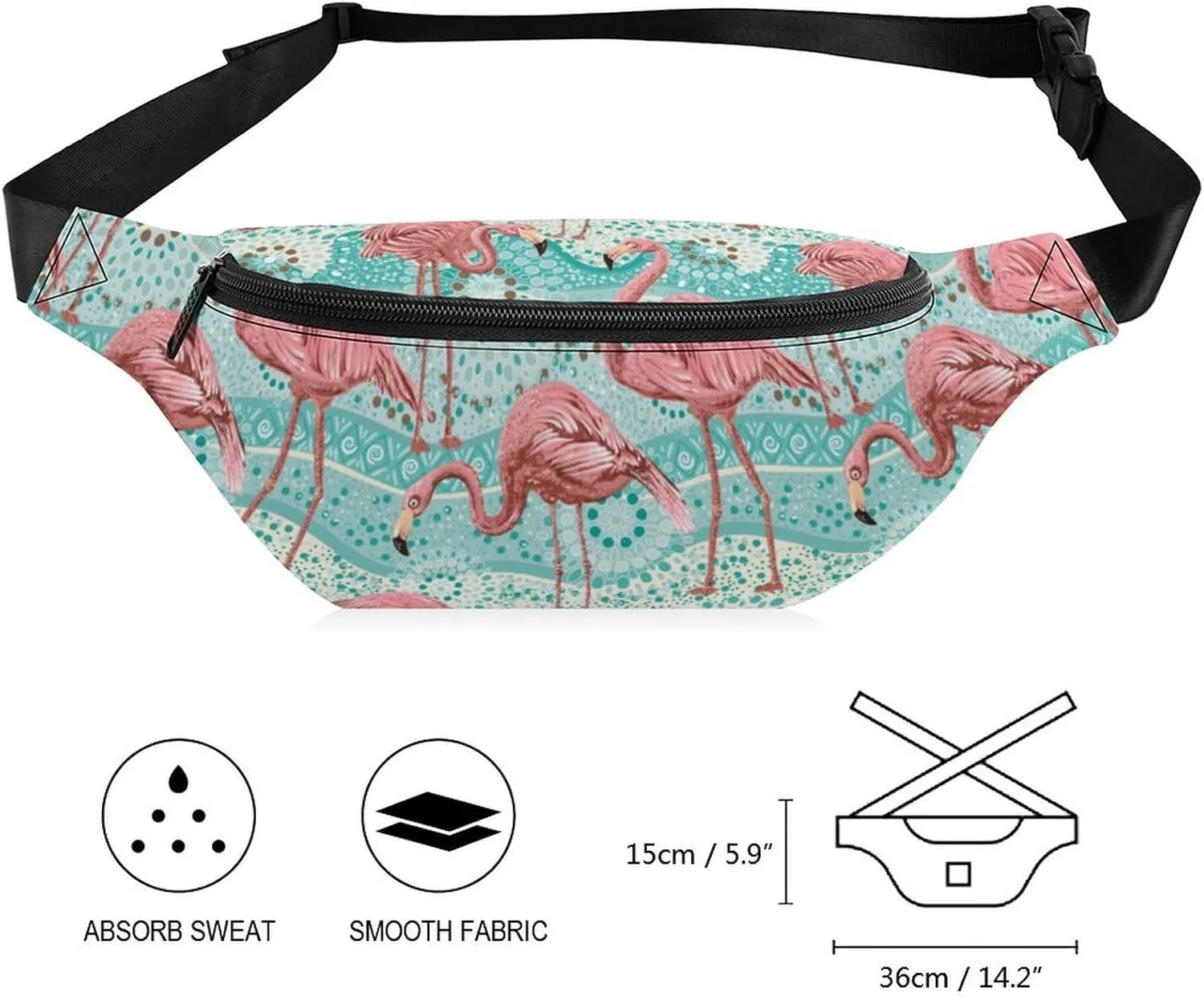 Flamingos And Tropical Plants Unisex Belt Bag Crossbody Bag Fanny Pack Waist Pack Suitable for Travel And Sports, 36*15cm, style-14-4