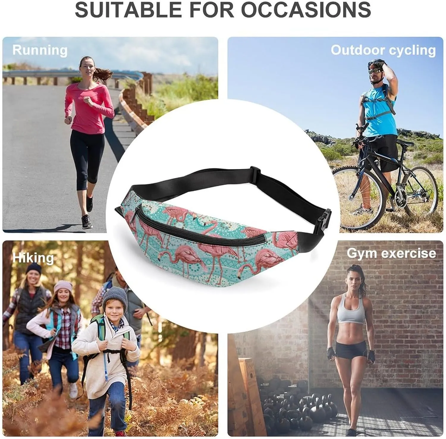Flamingos And Tropical Plants Unisex Belt Bag Crossbody Bag Fanny Pack Waist Pack Suitable for Travel And Sports, 36*15cm, style-14-4