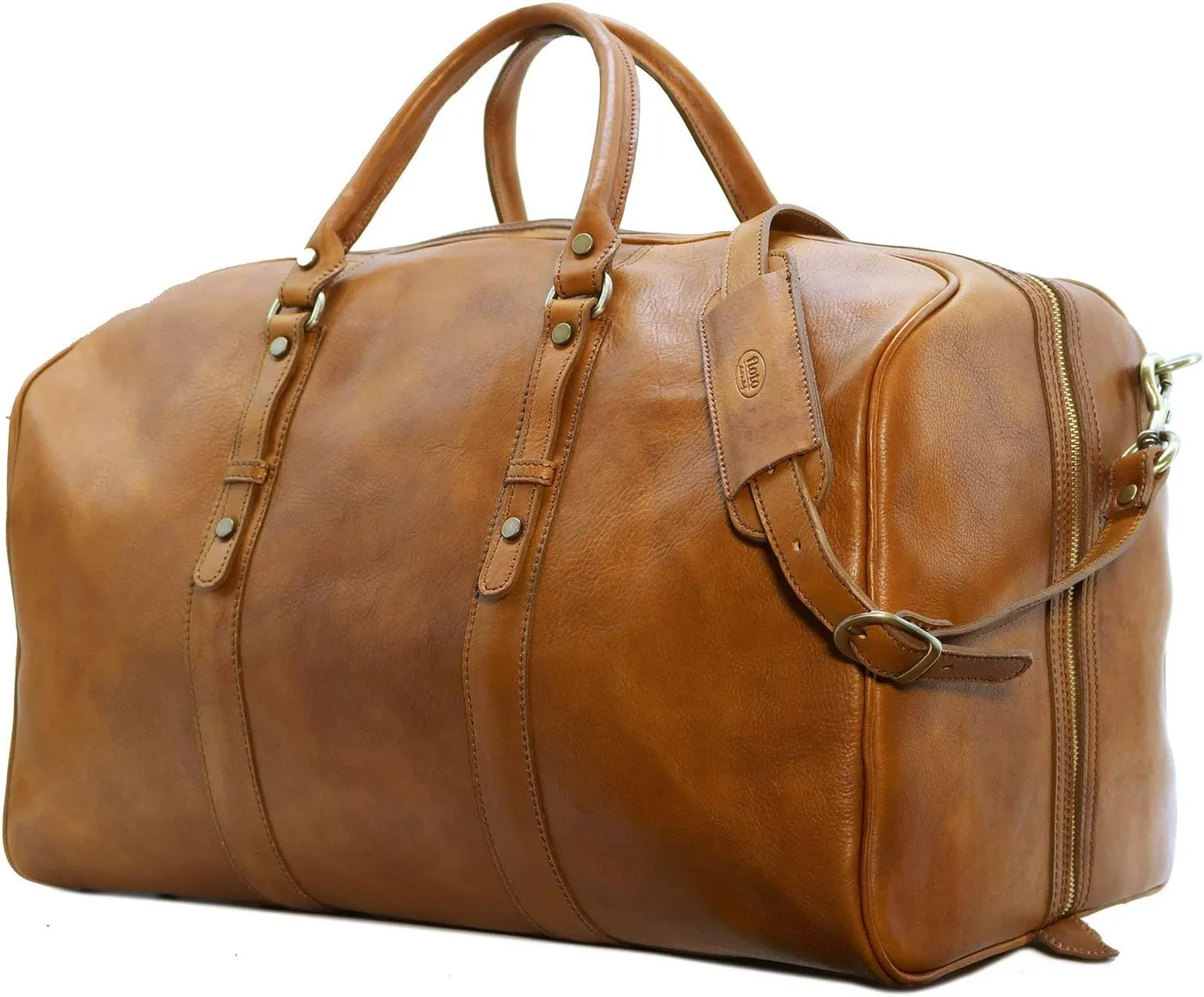 Floto Venezia Grande - large leather duffle luggage (Tobacco Brown)