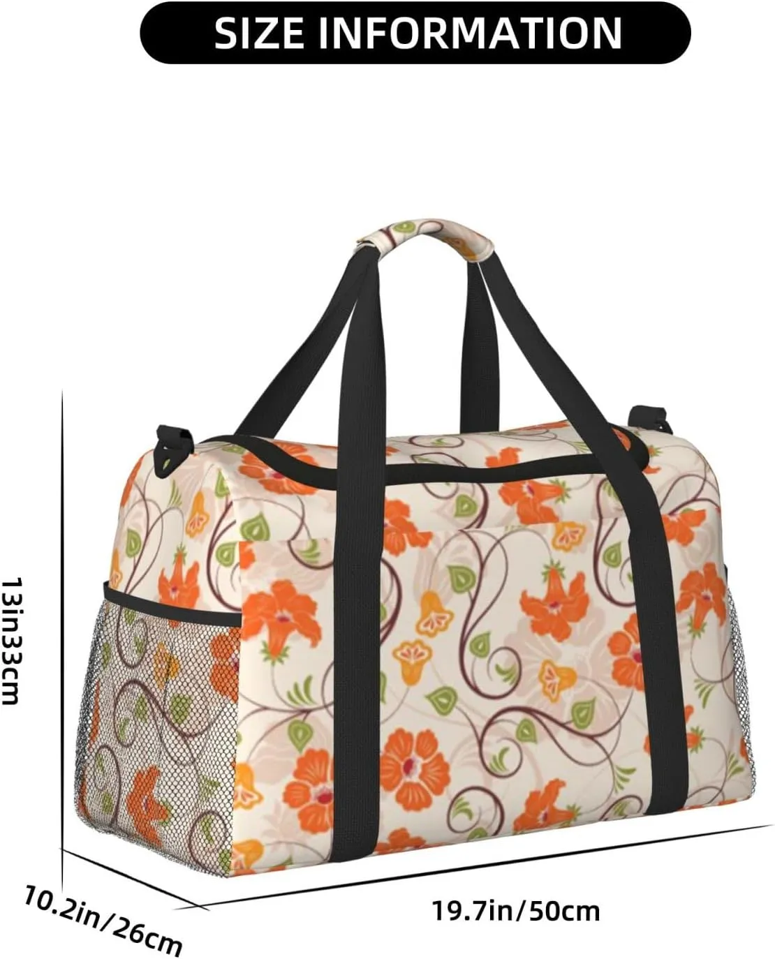 Flowers Cute Fashion Pattern Travel Duffel Bag Large Foldable Waterproof Overnight Bag For Beach Swim Bags Pool Sports Gym