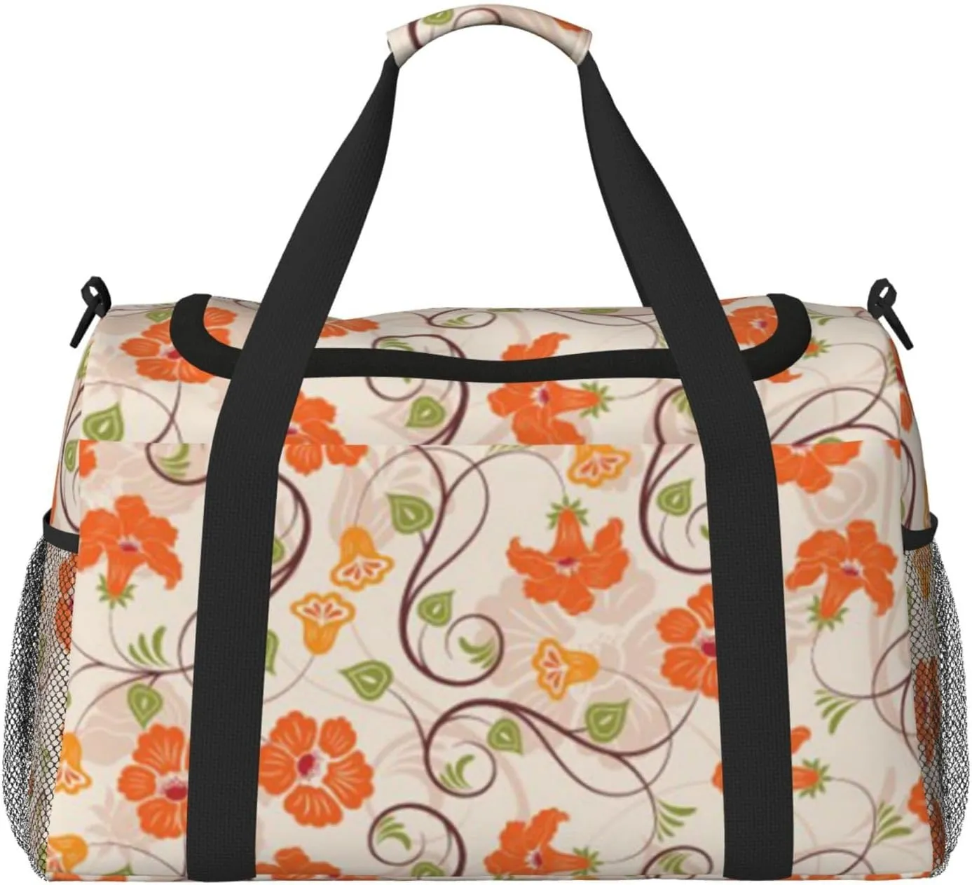 Flowers Cute Fashion Pattern Travel Duffel Bag Large Foldable Waterproof Overnight Bag For Beach Swim Bags Pool Sports Gym