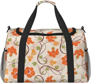 Flowers Cute Fashion Pattern Travel Duffel Bag Large Foldable Waterproof Overnight Bag For Beach Swim Bags Pool Sports Gym