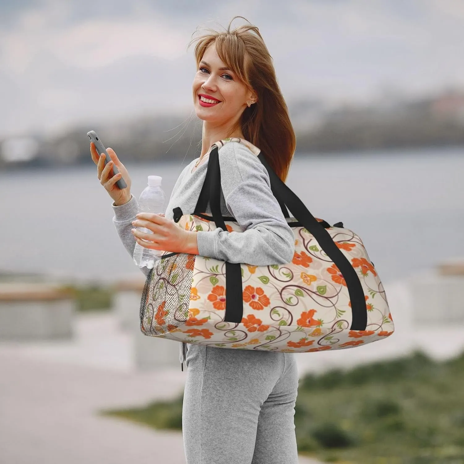 Flowers Cute Fashion Pattern Travel Duffel Bag Large Foldable Waterproof Overnight Bag For Beach Swim Bags Pool Sports Gym