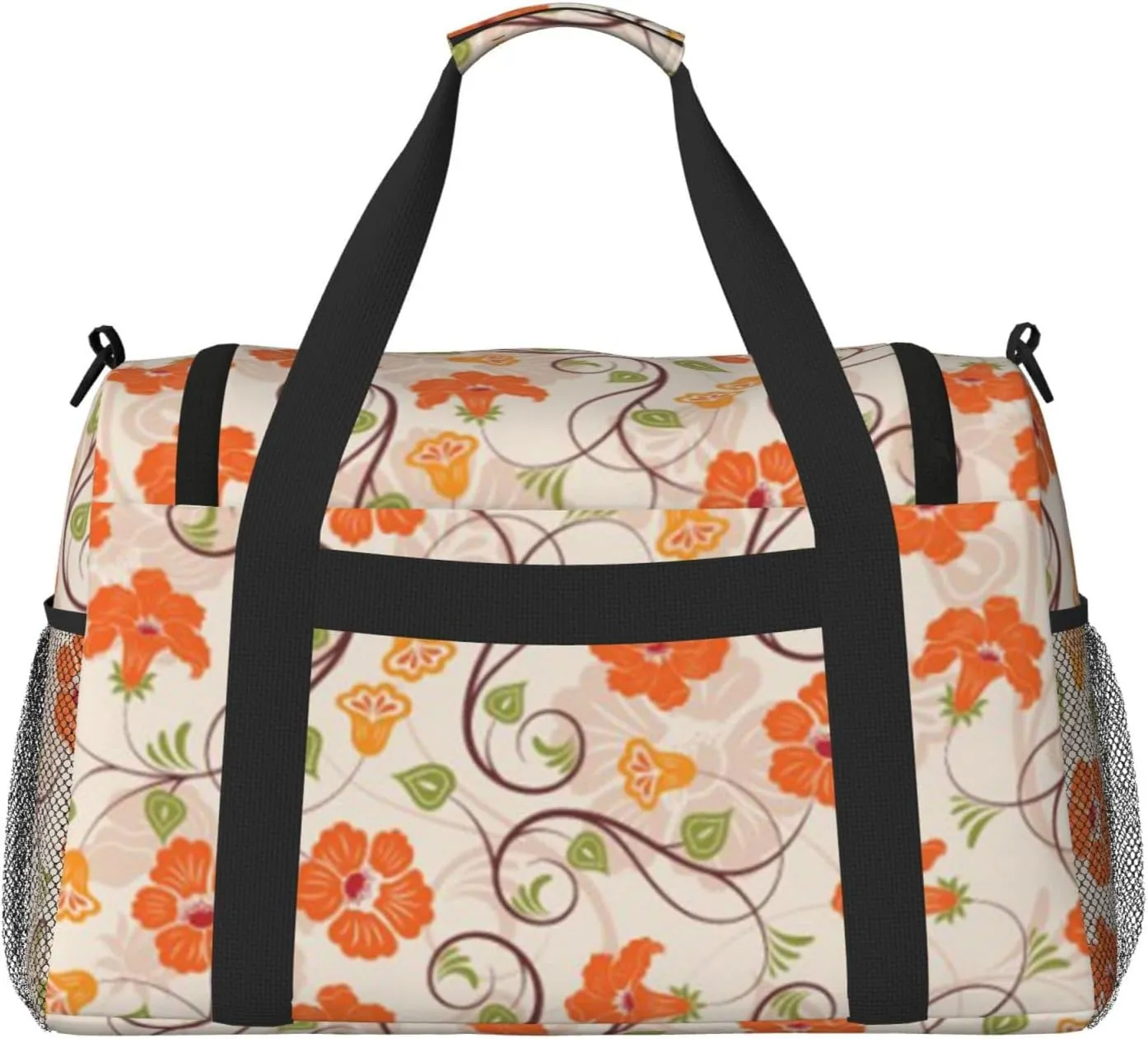 Flowers Cute Fashion Pattern Travel Duffel Bag Large Foldable Waterproof Overnight Bag For Beach Swim Bags Pool Sports Gym