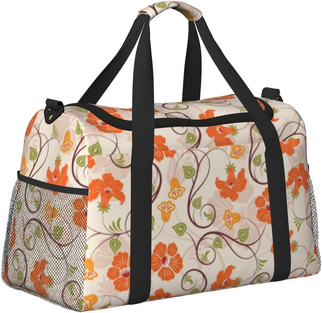 Flowers Cute Fashion Pattern Travel Duffel Bag Large Foldable Waterproof Overnight Bag For Beach Swim Bags Pool Sports Gym