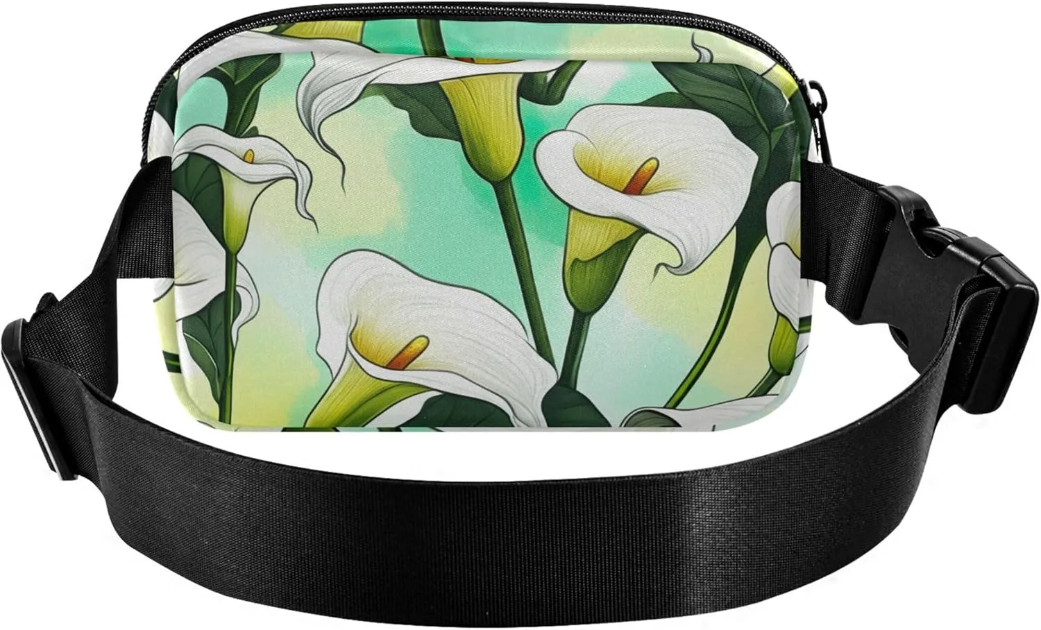 Flowers White Calla Lilies Tropical Fanny Pack for Women Belt Bags Hip Pack Waterproof Pattern Travel Waist Bag
