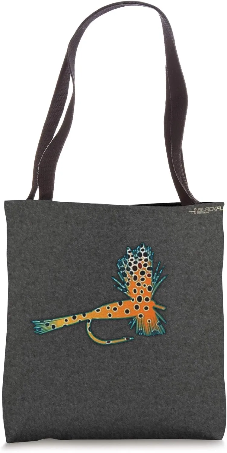 Fly Fishing Tote Purse Tackle Bag Trout Skin Flies Black Fly Tote Bag