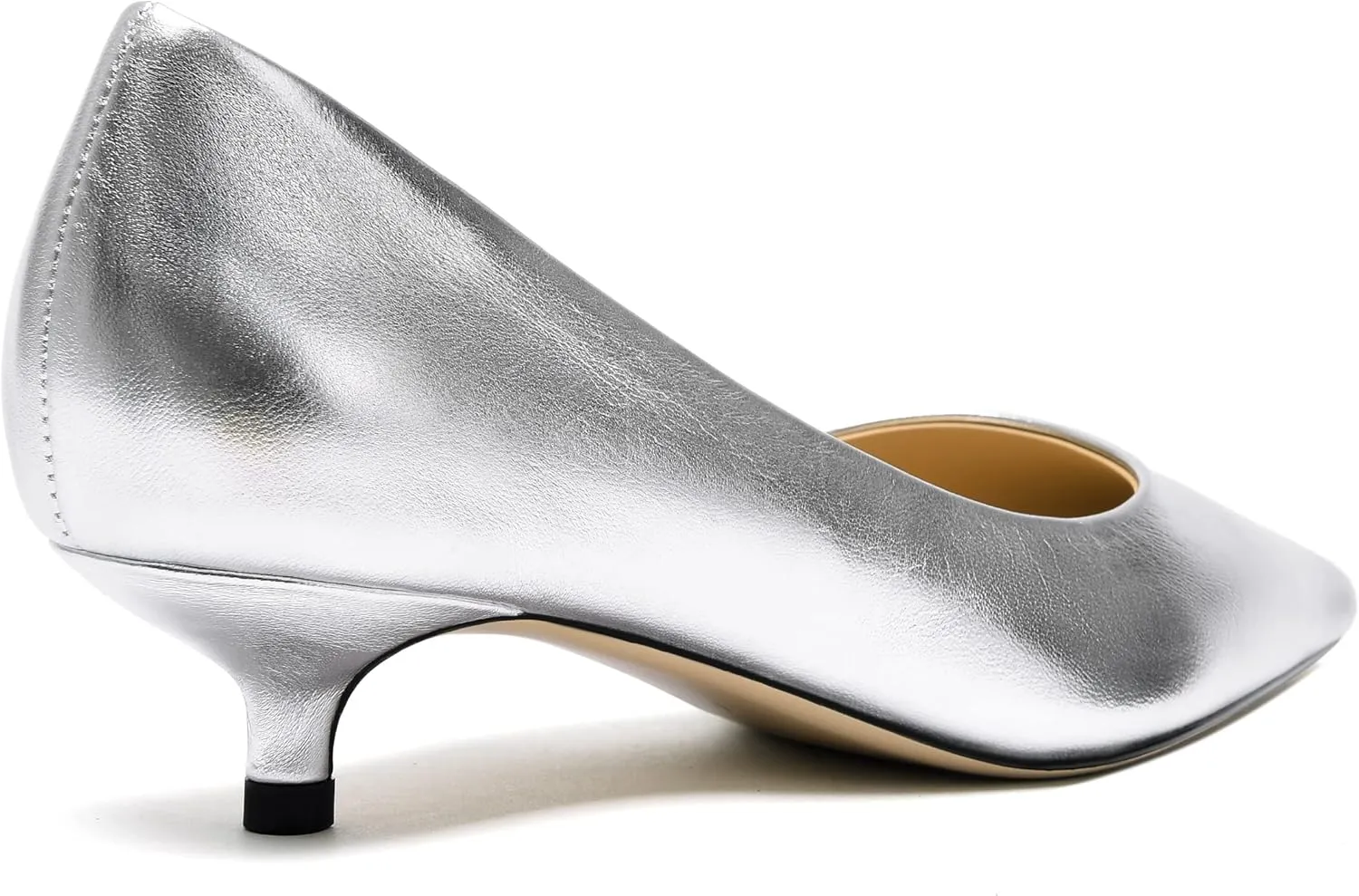 FOGEENA Womens Dating Matte Leather Comfortable Slip On Pointed Toe Casual Kitten Low Heel Pumps Dressy Shoes 1.5 Inch