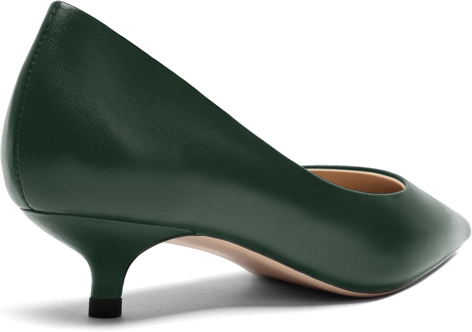 FOGEENA Womens Dating Matte Leather Comfortable Slip On Pointed Toe Casual Kitten Low Heel Pumps Dressy Shoes 1.5 Inch