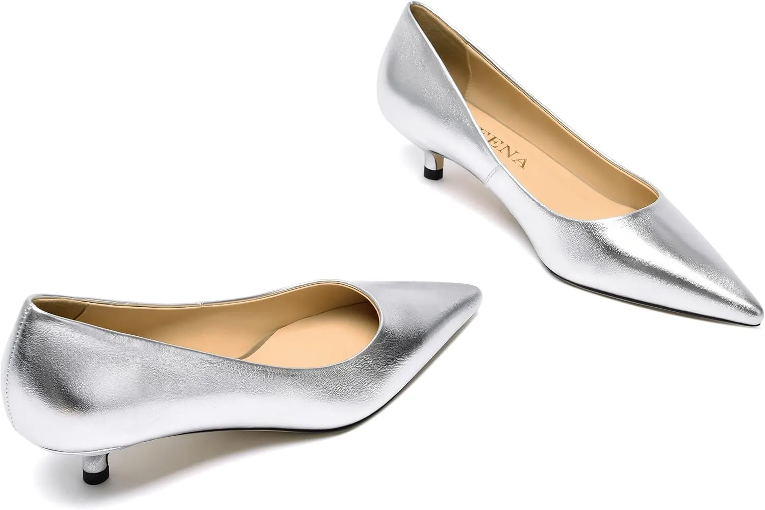 FOGEENA Womens Dating Matte Leather Comfortable Slip On Pointed Toe Casual Kitten Low Heel Pumps Dressy Shoes 1.5 Inch