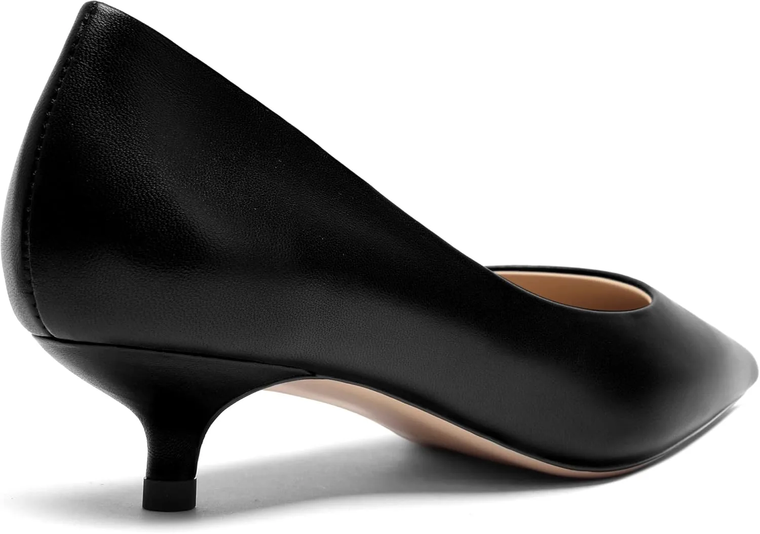 FOGEENA Womens Dating Matte Leather Comfortable Slip On Pointed Toe Casual Kitten Low Heel Pumps Dressy Shoes 1.5 Inch