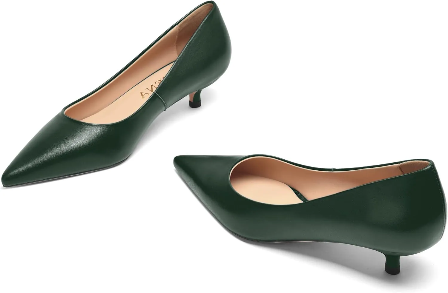FOGEENA Womens Dating Matte Leather Comfortable Slip On Pointed Toe Casual Kitten Low Heel Pumps Dressy Shoes 1.5 Inch