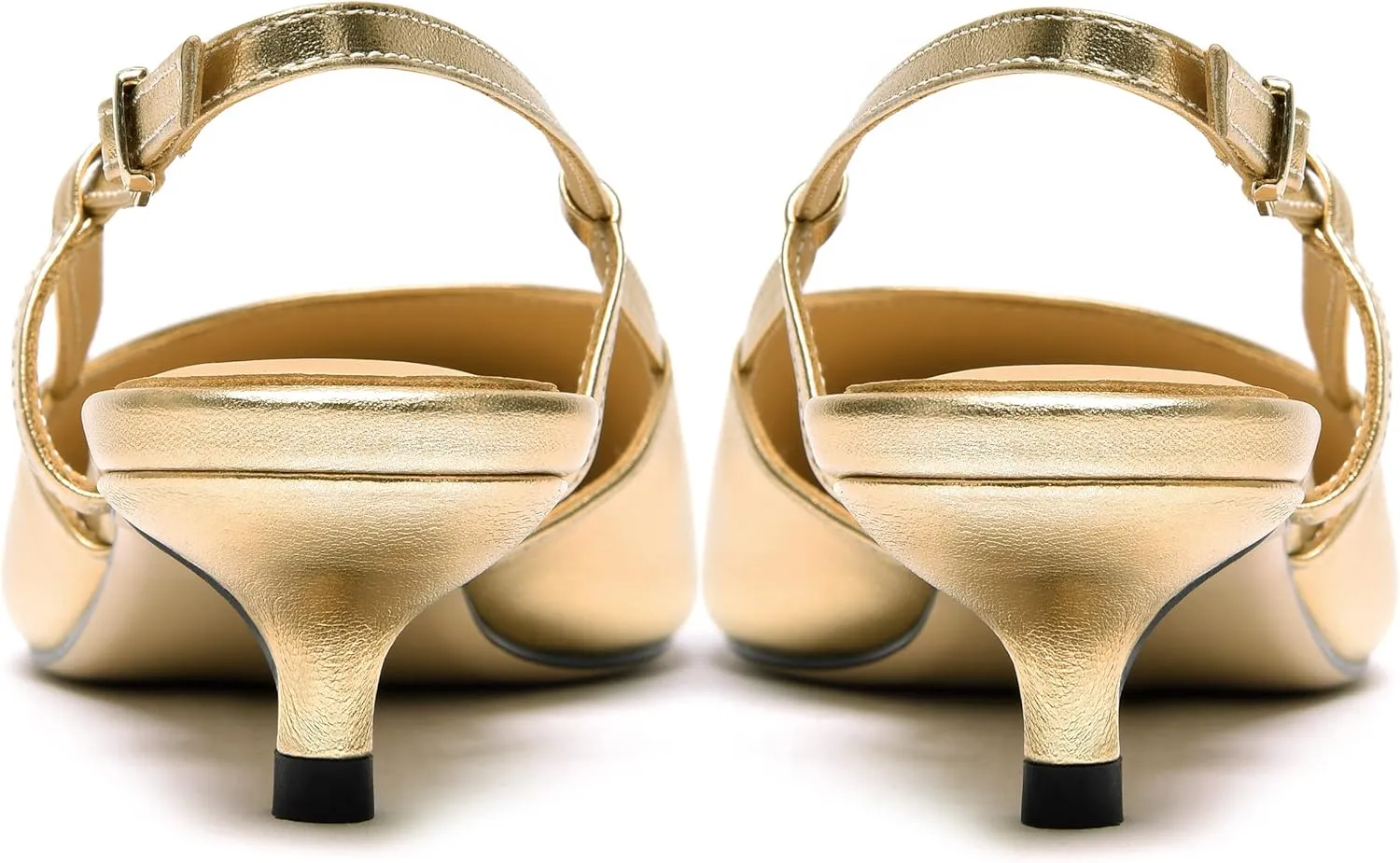 FOGEENA Womens Fashion Slingback Matte Leather Wedding Pointed Toe Slip On Kitten Low Heel Pumps Shoes 1.5 Inch