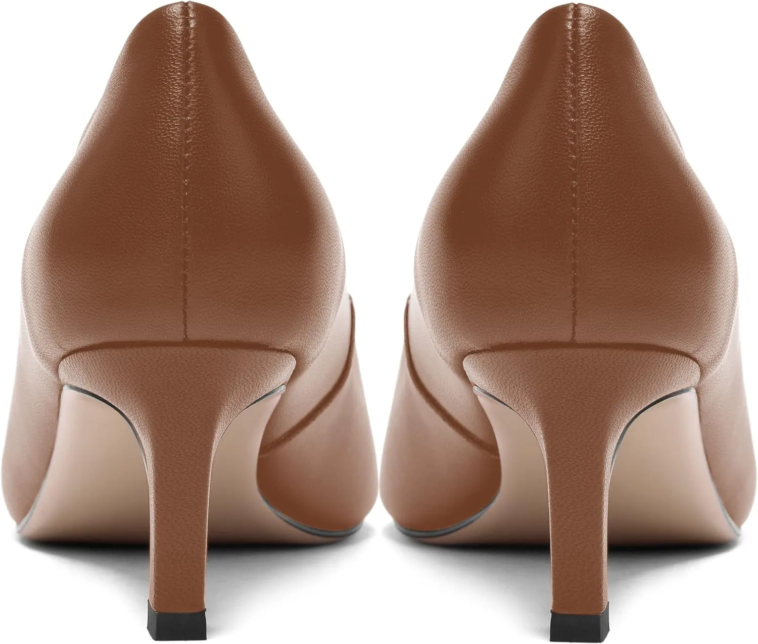FOGEENA Womens Formal Office Comfortable Matte Leather Slip On Pointed Toe Kitten Low Heel Pumps Dressy Shoes 2 Inch