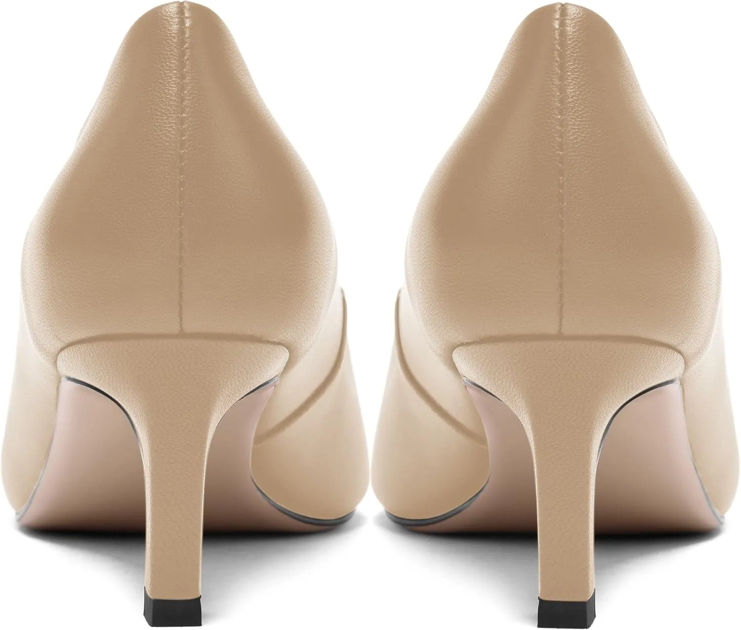 FOGEENA Womens Formal Office Comfortable Matte Leather Slip On Pointed Toe Kitten Low Heel Pumps Dressy Shoes 2 Inch
