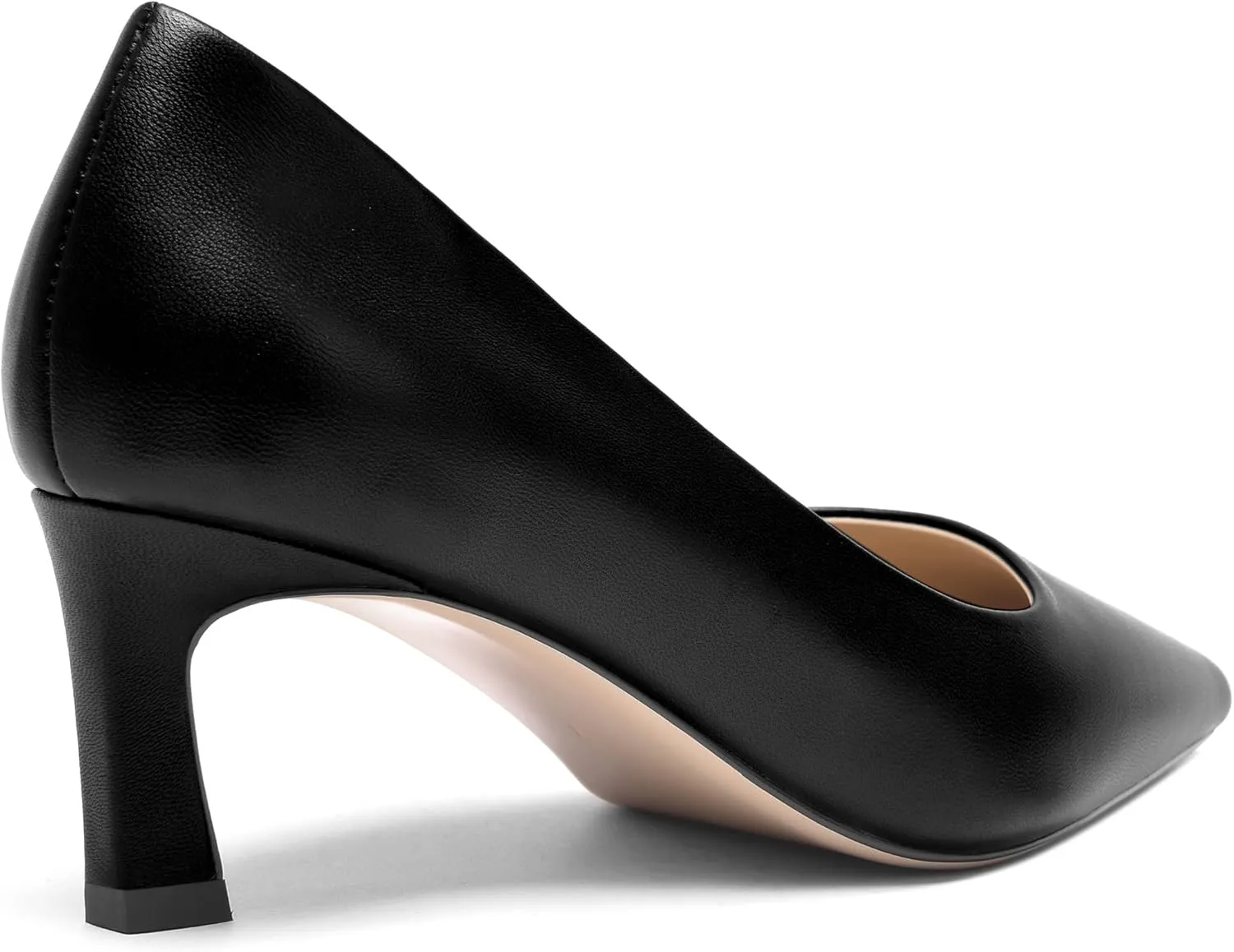 FOGEENA Womens Formal Office Comfortable Matte Leather Slip On Pointed Toe Kitten Low Heel Pumps Dressy Shoes 2 Inch