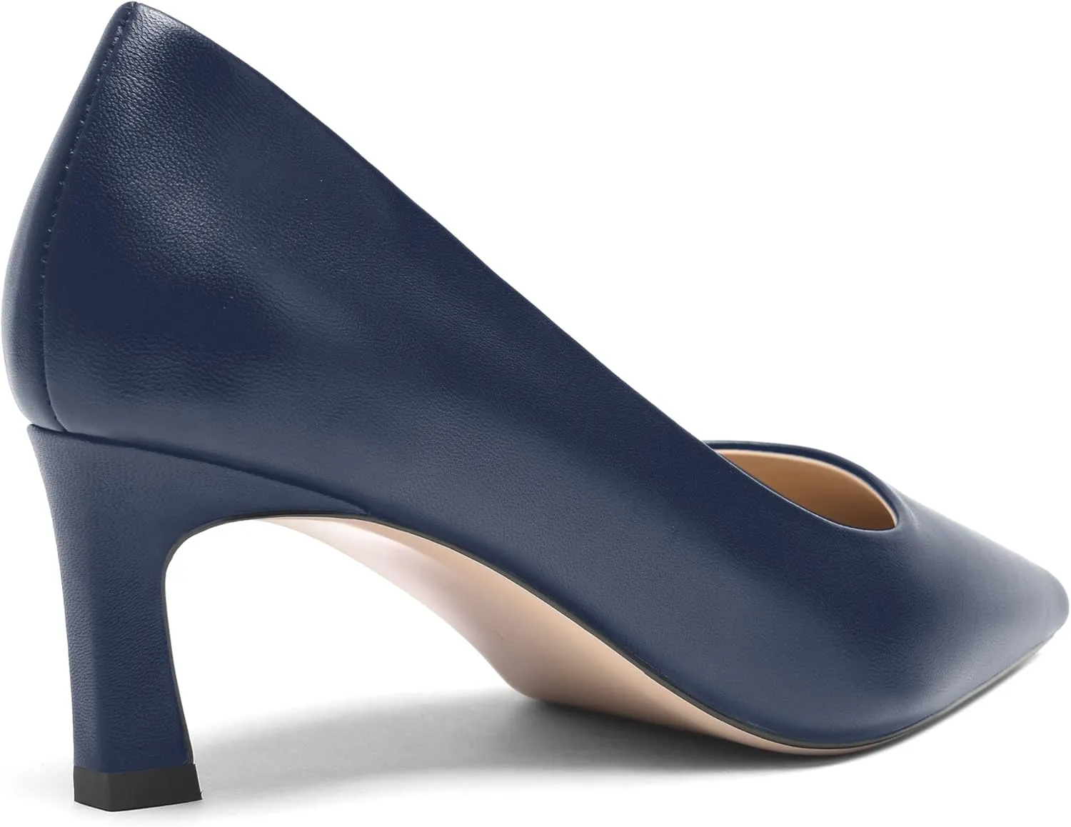 FOGEENA Womens Formal Office Comfortable Matte Leather Slip On Pointed Toe Kitten Low Heel Pumps Dressy Shoes 2 Inch