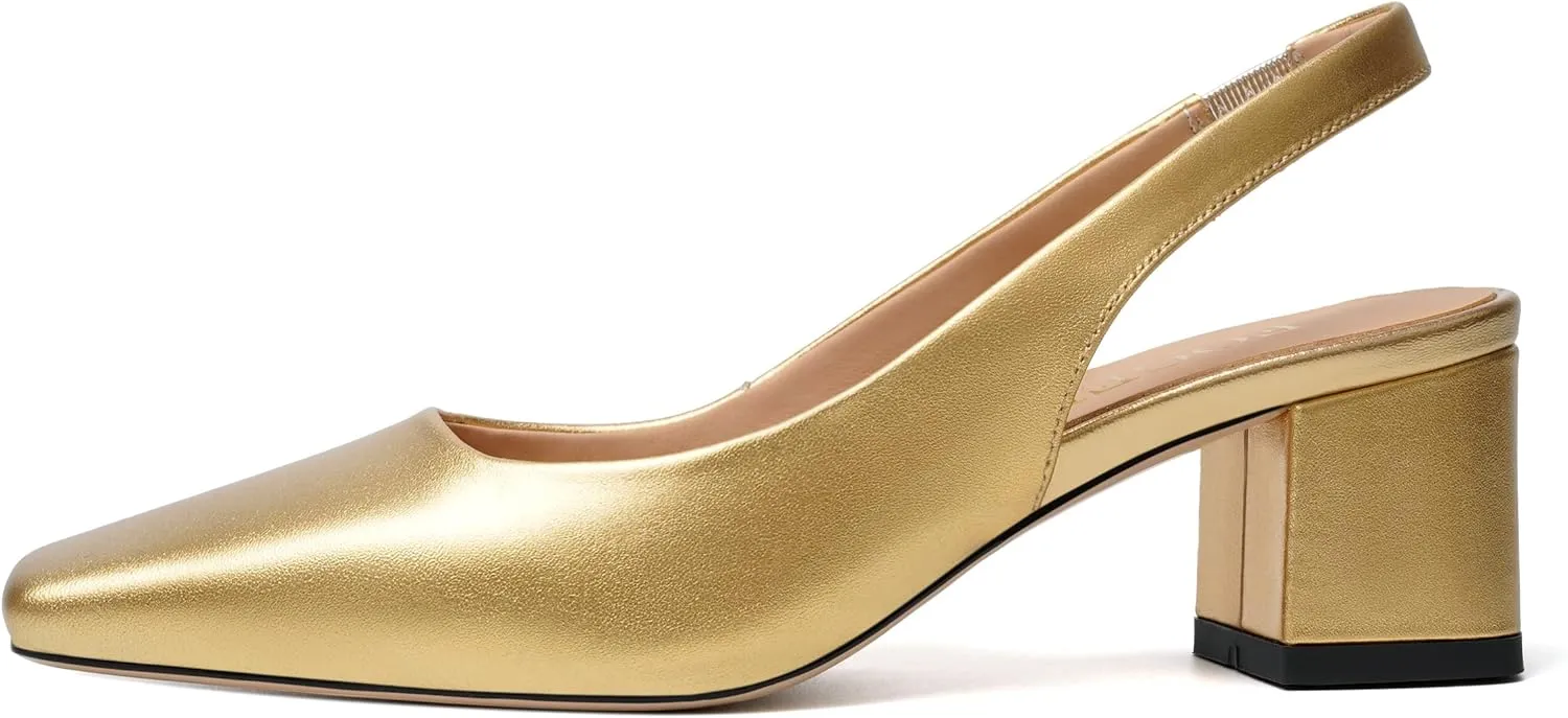 FOGEENA Womens Matte Square Toe Sexy Bridal Slip On Solid Chunky Leather Low Heel Pumps Shoes 2 Inch