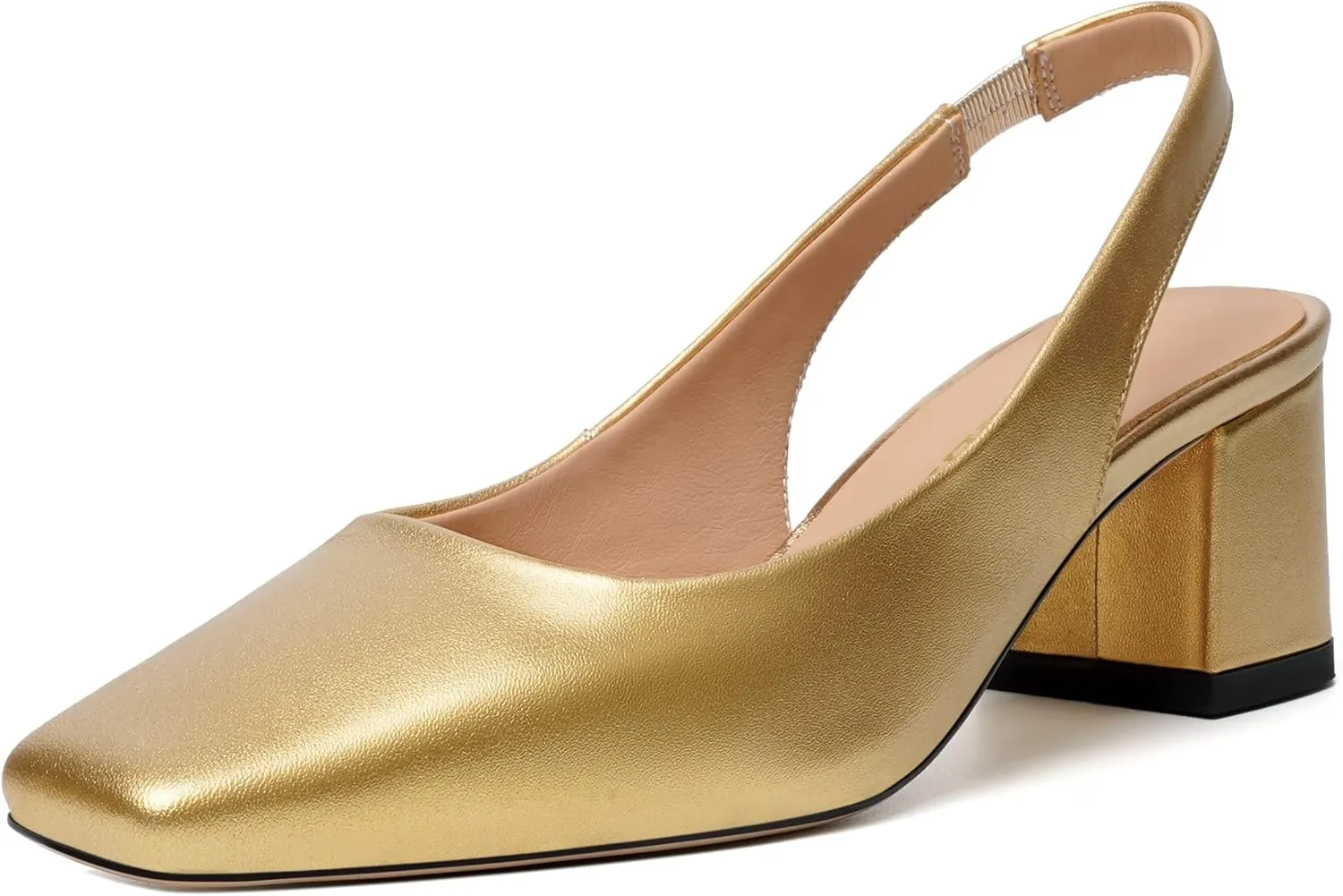 FOGEENA Womens Matte Square Toe Sexy Bridal Slip On Solid Chunky Leather Low Heel Pumps Shoes 2 Inch