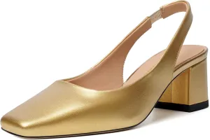 FOGEENA Womens Matte Square Toe Sexy Bridal Slip On Solid Chunky Leather Low Heel Pumps Shoes 2 Inch