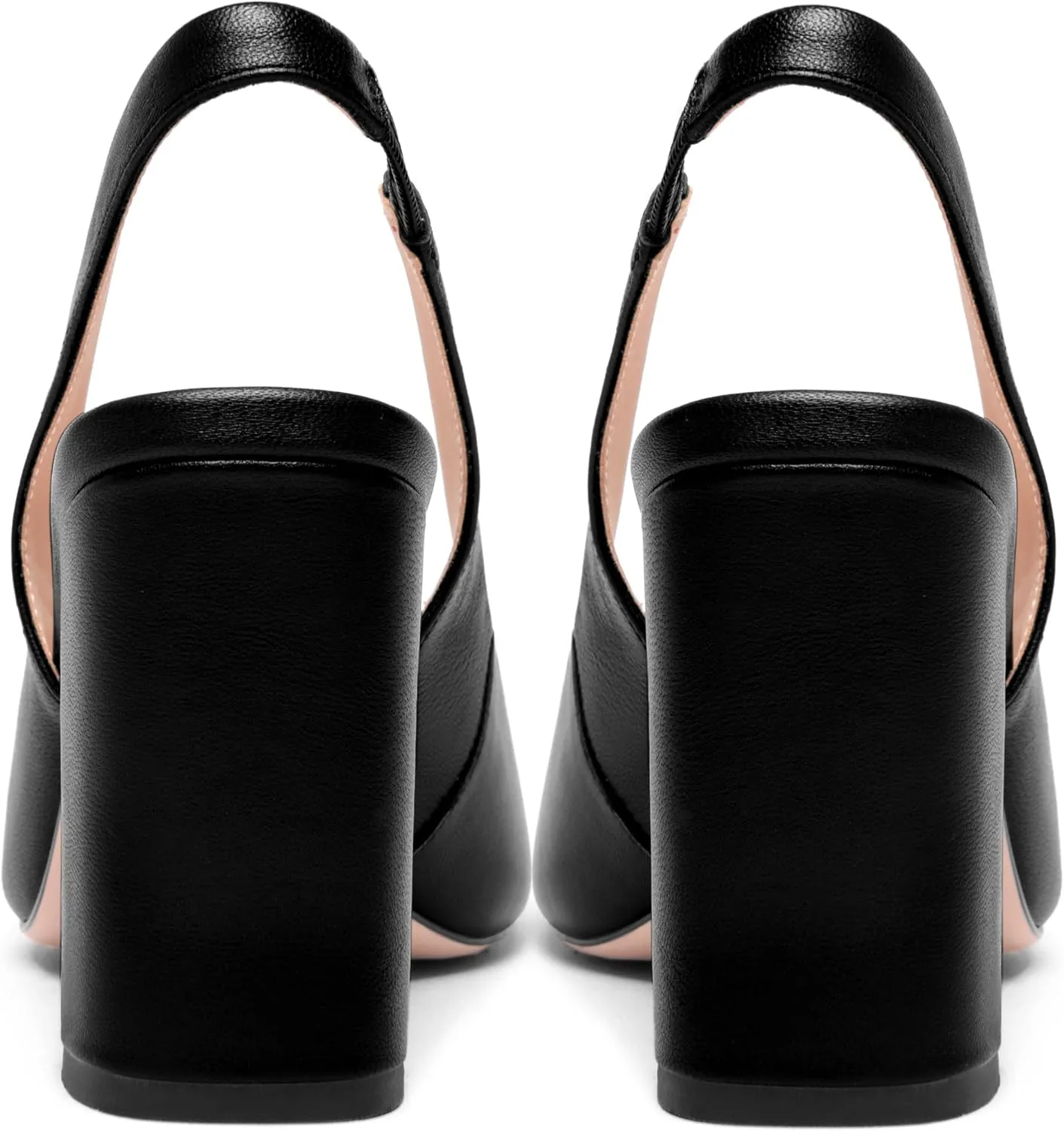 FOGEENA Womens Slingback Sexy Comfortable Square Toe Party Fashion Matte Leather Block High Heel Pumps Dress Shoes 3.5 Inch