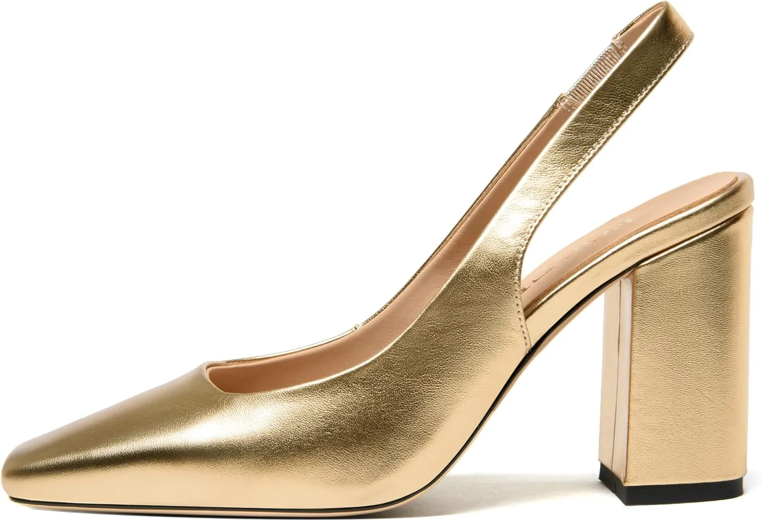 FOGEENA Womens Slingback Sexy Comfortable Square Toe Party Fashion Matte Leather Block High Heel Pumps Dress Shoes 3.5 Inch