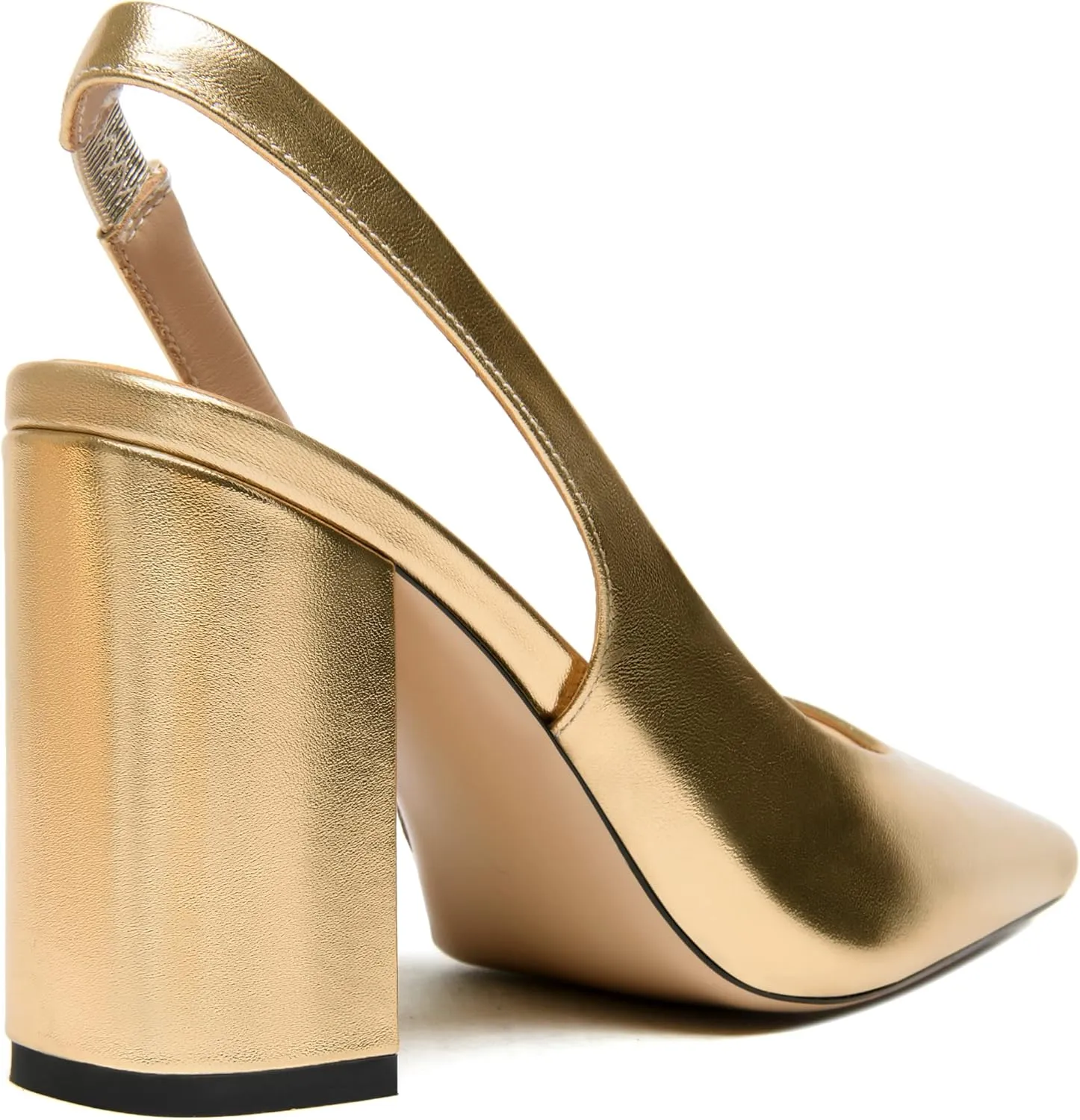 FOGEENA Womens Slingback Sexy Comfortable Square Toe Party Fashion Matte Leather Block High Heel Pumps Dress Shoes 3.5 Inch