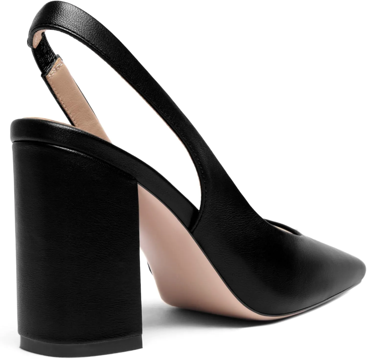 FOGEENA Womens Slingback Sexy Comfortable Square Toe Party Fashion Matte Leather Block High Heel Pumps Dress Shoes 3.5 Inch