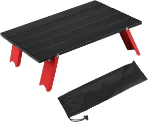 Folding Camping Table, Camping Table Lightweight, Aluminum Alloy Portable Camping Folding Table, Compact and Portable, Camping Furniture, for Beach Picnic Camping Hiking Fishing Cooking(BLACK), f