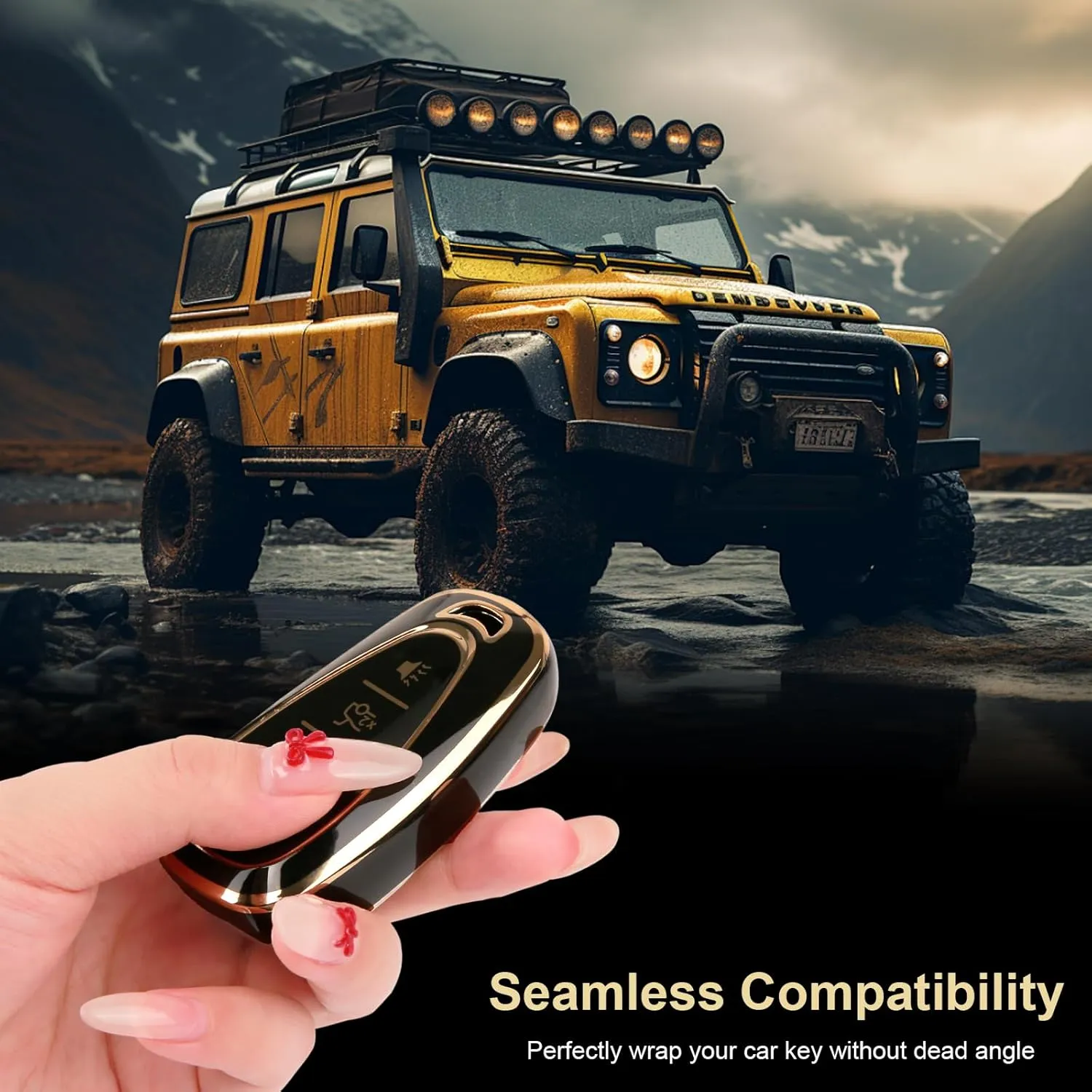 for Equinox Key Fob Cover with Leather Kaychain, Stylish TPU Key Fob Shell for 2016-2025 Equinox Malibu Camaro Blazer Traverse Trailblazer 5 Buttons Smart Key for Men Women