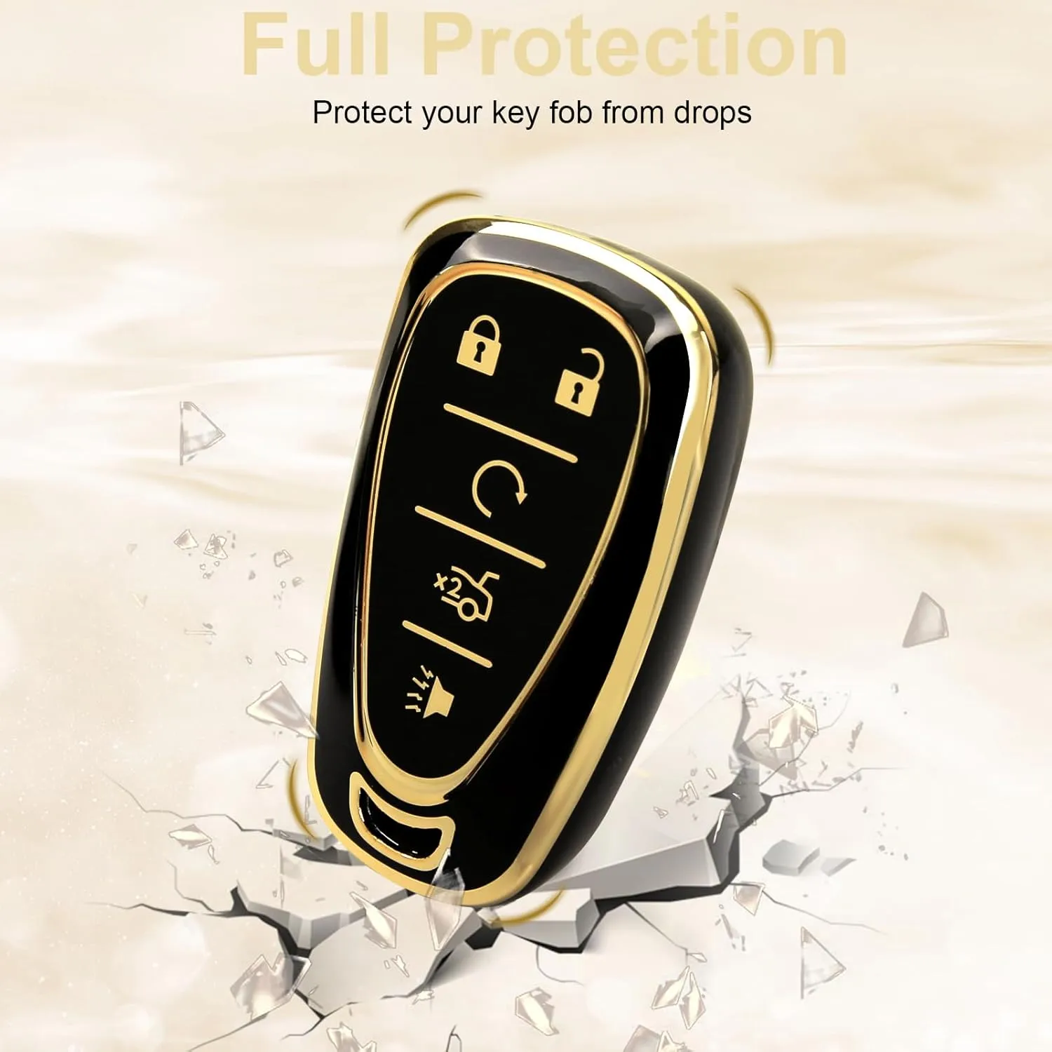for Equinox Key Fob Cover with Leather Kaychain, Stylish TPU Key Fob Shell for 2016-2025 Equinox Malibu Camaro Blazer Traverse Trailblazer 5 Buttons Smart Key for Men Women
