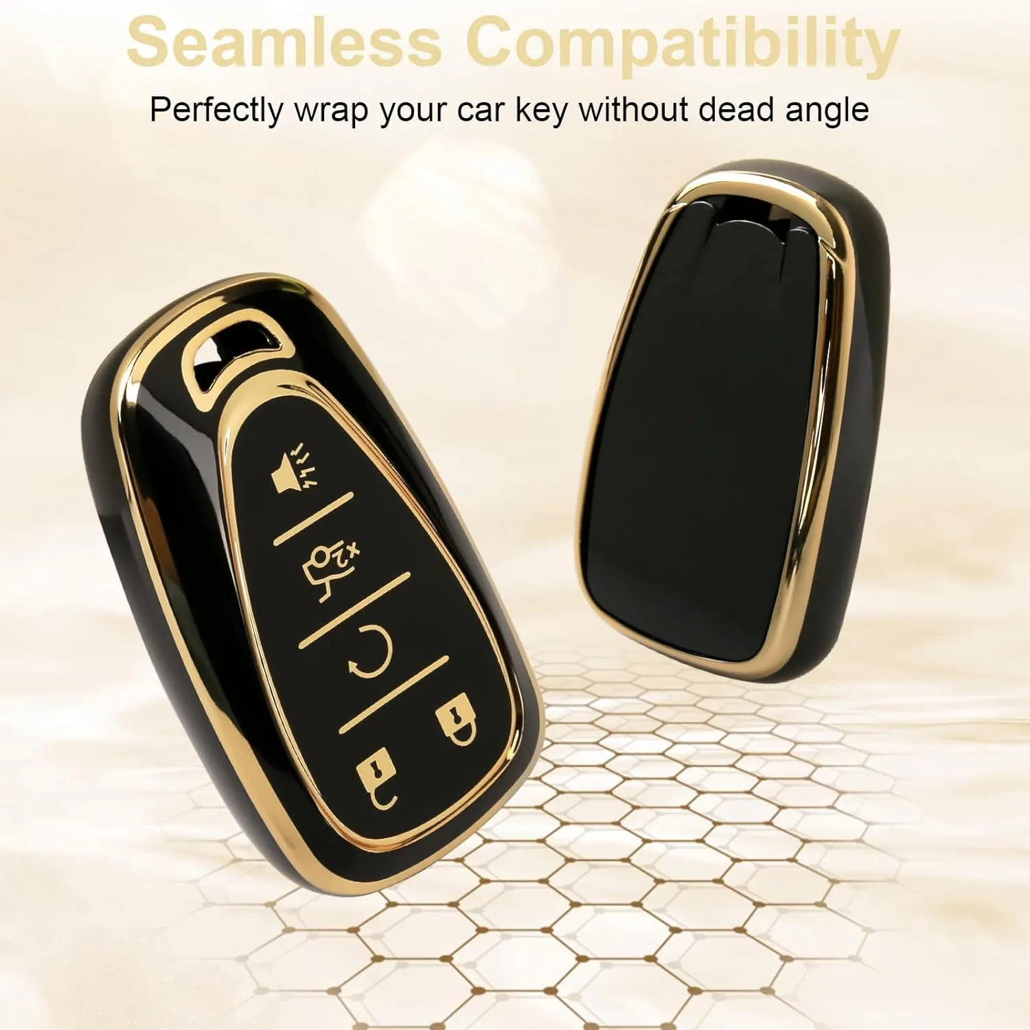 for Equinox Key Fob Cover with Leather Kaychain, Stylish TPU Key Fob Shell for 2016-2025 Equinox Malibu Camaro Blazer Traverse Trailblazer 5 Buttons Smart Key for Men Women