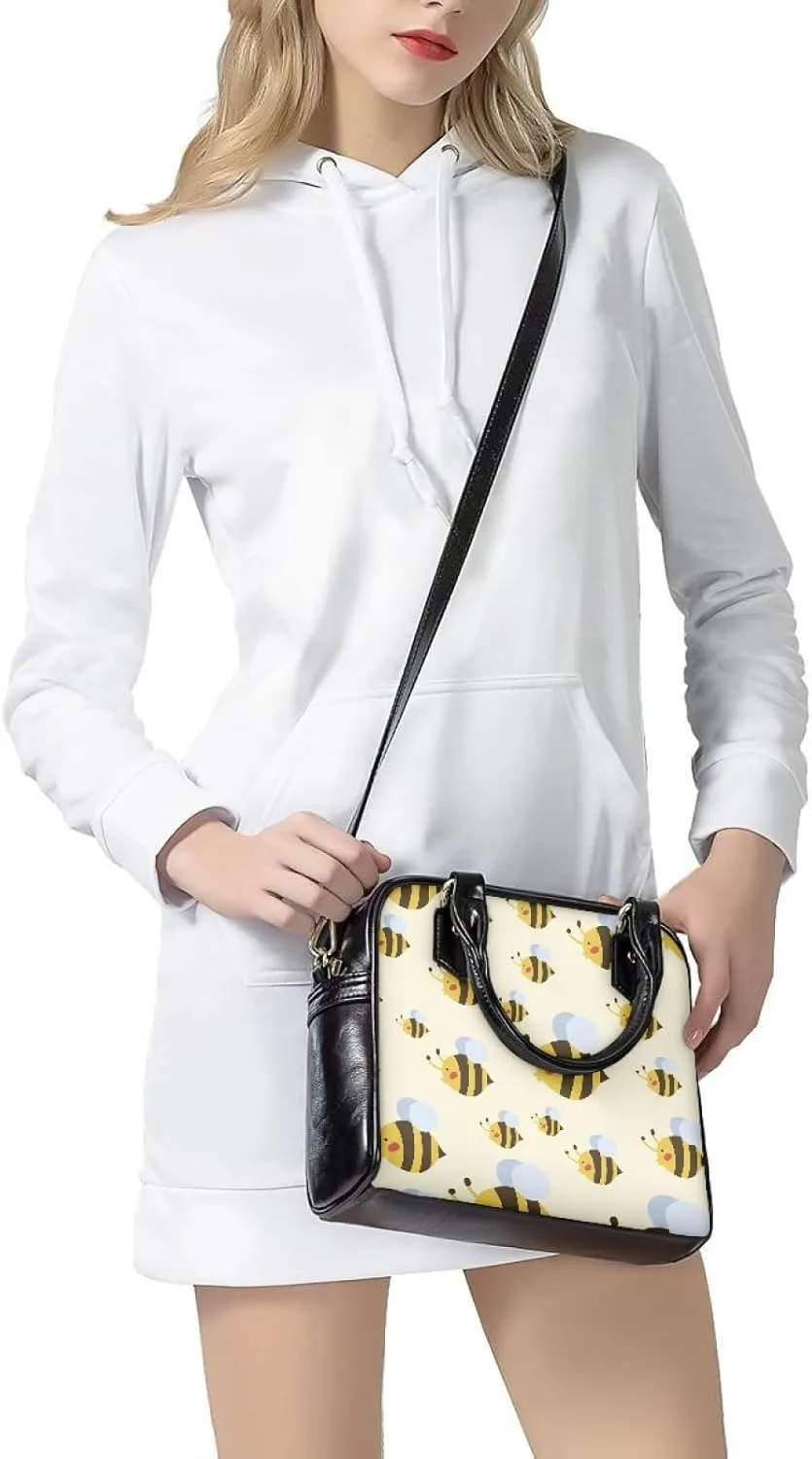 Forchrinse Crystal Butterfly Purple Satchel Handbags for Women,Ladies Shoulder Purse Top Handle Bag Pu Leather Tote Bag