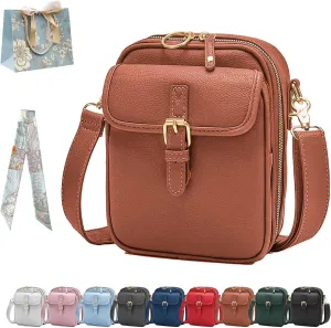 Forcipower Crossbody Leather Bag, Urvashi Crossbody Leather Bag with built in wallet, Vintage Messenger Bag